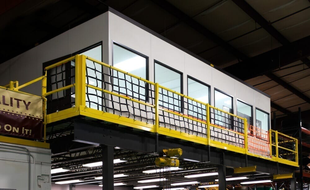 Mezzanine Netting Installed on Guardrail