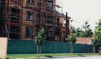 Knit privacy fence panels installed