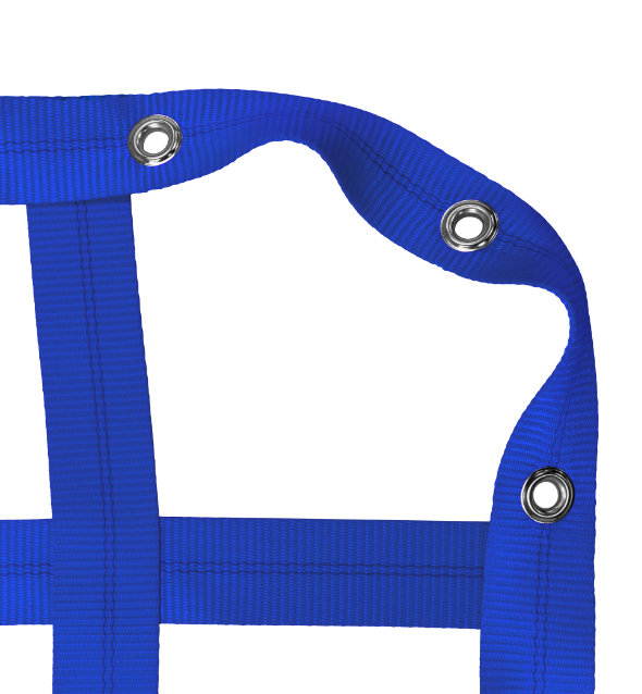 2" Webbing Cargo Net With Grommets corner detail - Blue
