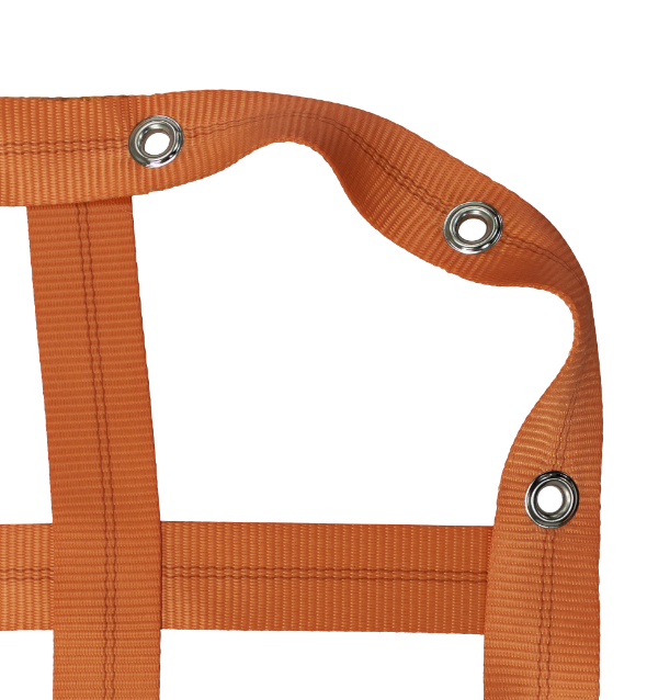 2" Webbing Cargo Net With Grommets corner detail - Orange