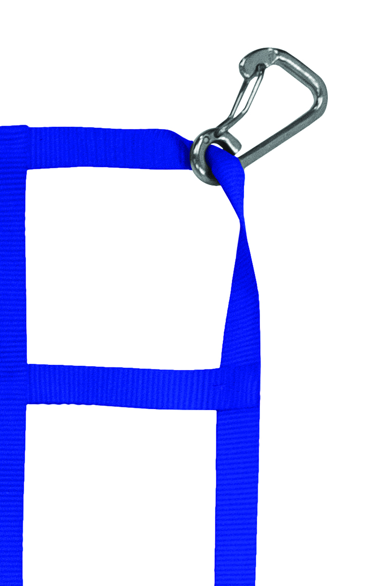 1" Webbing Cargo Net With Snap Hooks corner detail - Blue
