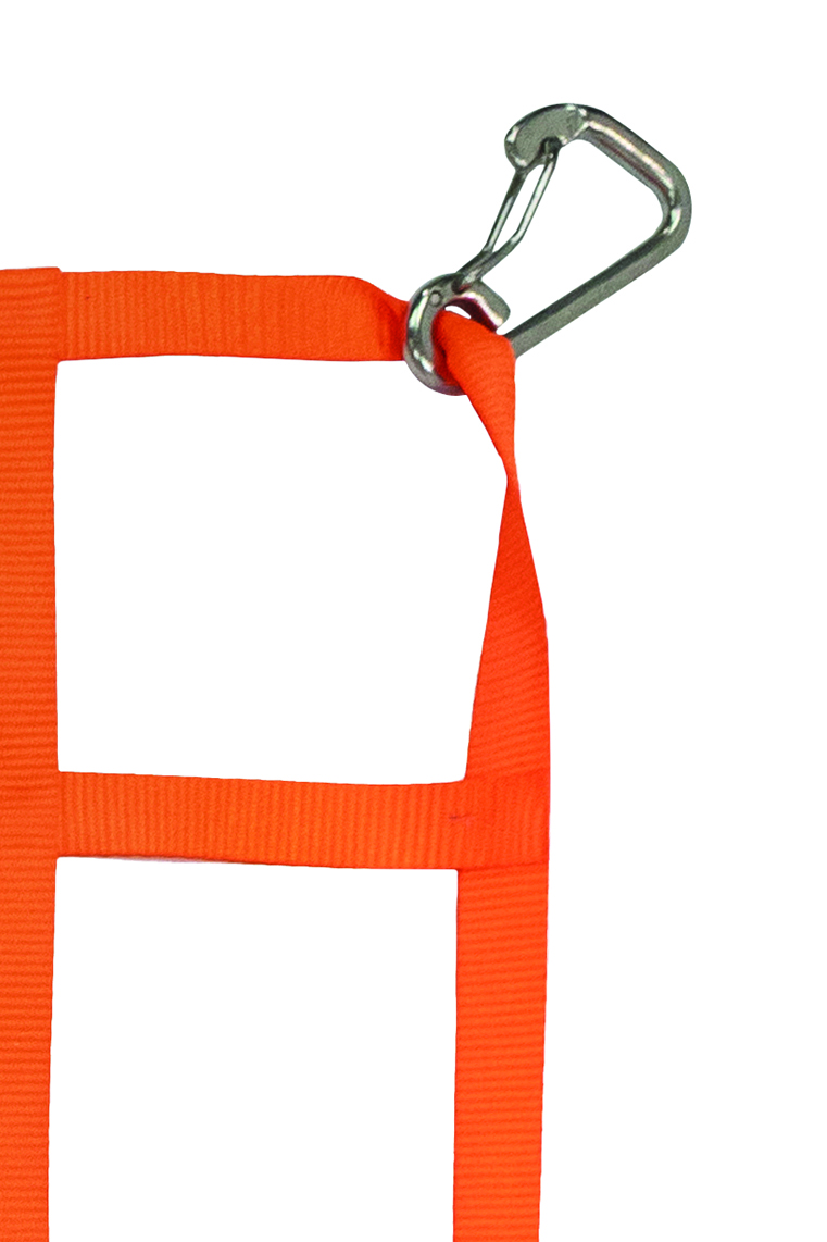 1" Webbing Cargo Net With Snap Hooks corner detail - Orange