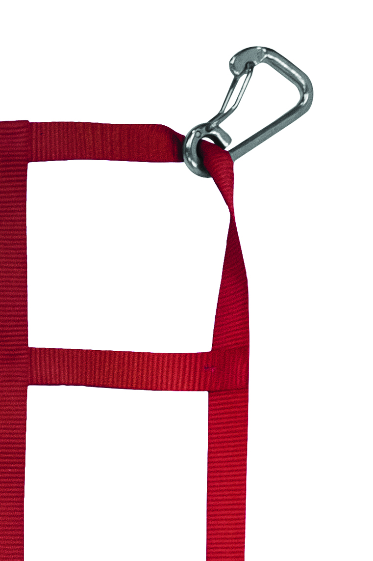 1" Webbing Cargo Net With Snap Hooks corner detail - Red