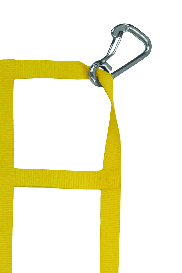 1" Webbing Cargo Net With Snap Hooks corner detail - Yellow