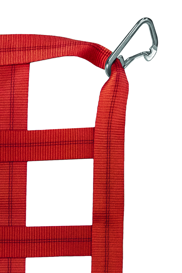 2" Webbing Cargo Net With Snap Hooks corner detail - Red
