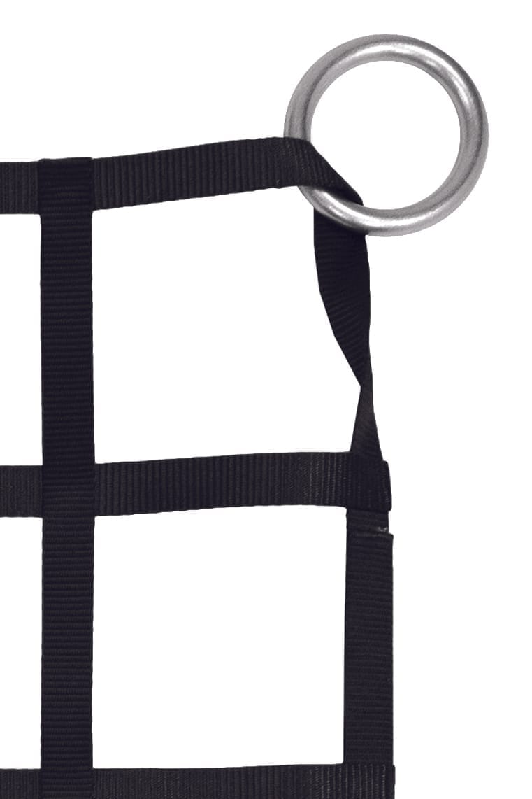 1" Webbing Cargo Net With Rings corner detail - Black