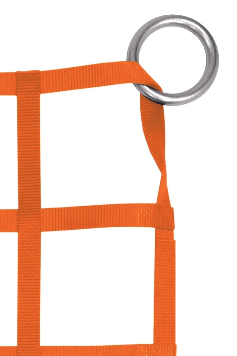 1" Webbing Cargo Net With Rings corner detail - Orange