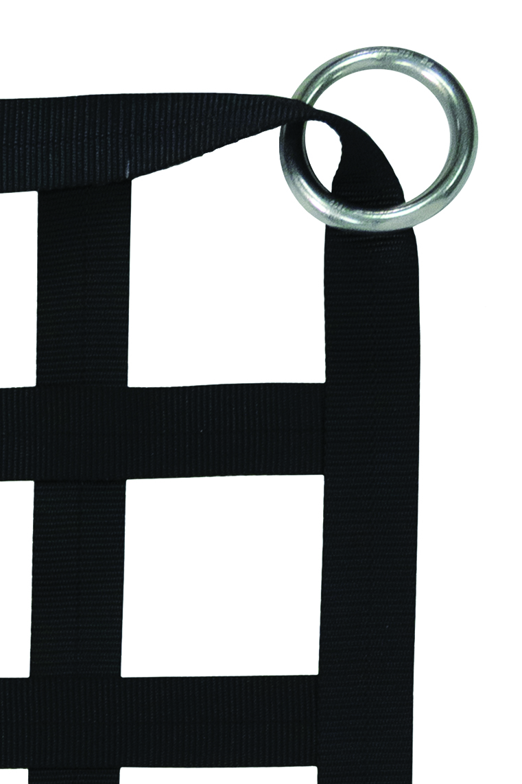 2" Webbing Cargo Net With Rings corner detail - Black