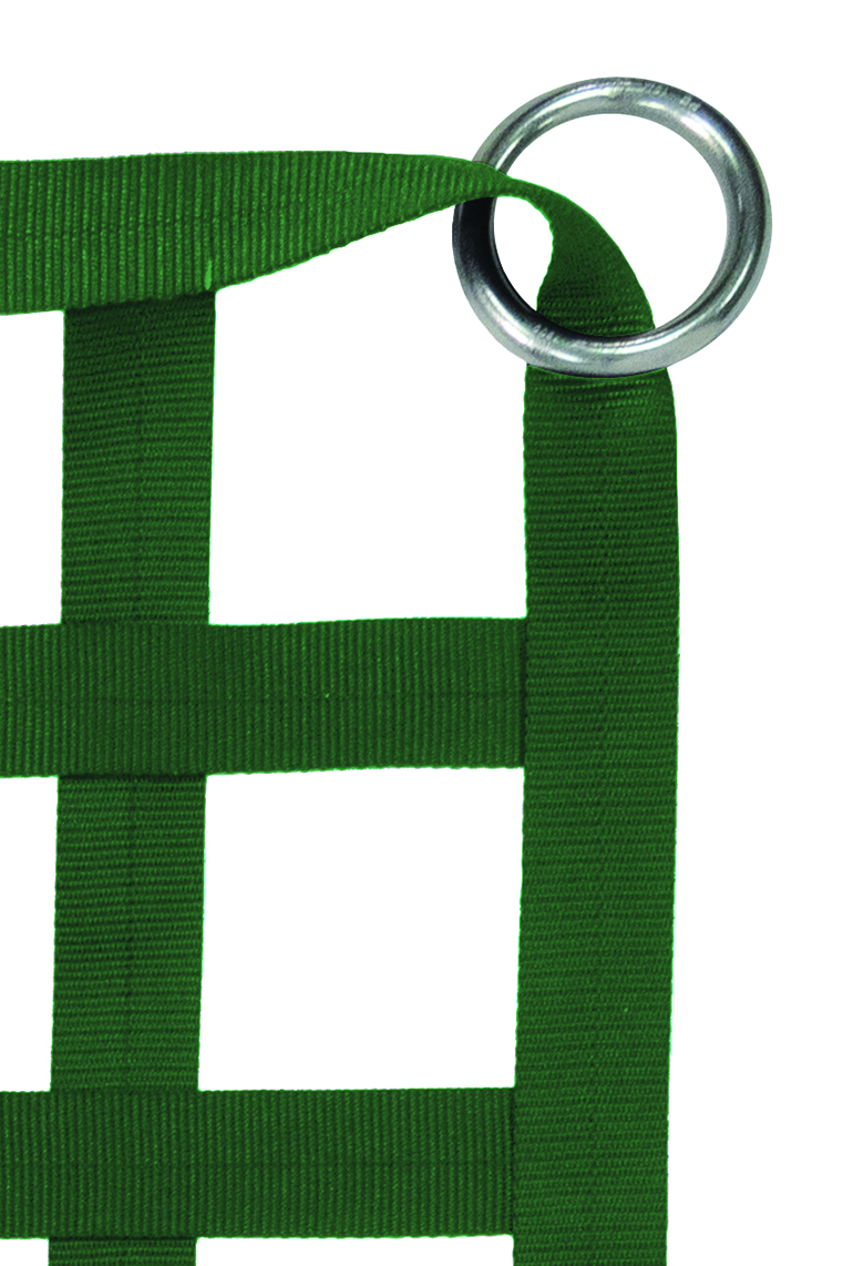 2" Webbing Cargo Net With Rings corner detail - Green