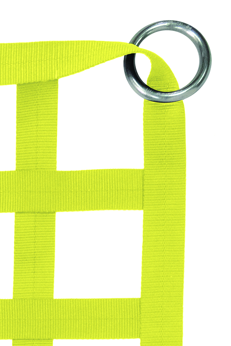2" Webbing Cargo Net With Rings corner detail - Yellow