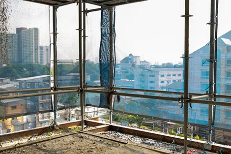 Debris Netting with Scaffolding