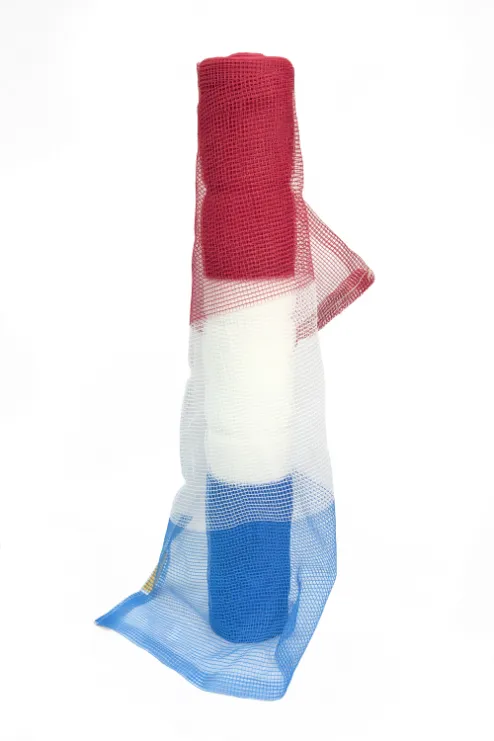 Standard Duty Fire Retardant Debris Netting Roll - Red, White, and Blue (Front View)