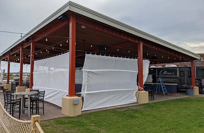 Shade cloth outdoor area
