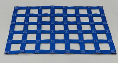 Blue polyester webbing netting material