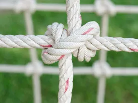 Close up rope cargo net knot